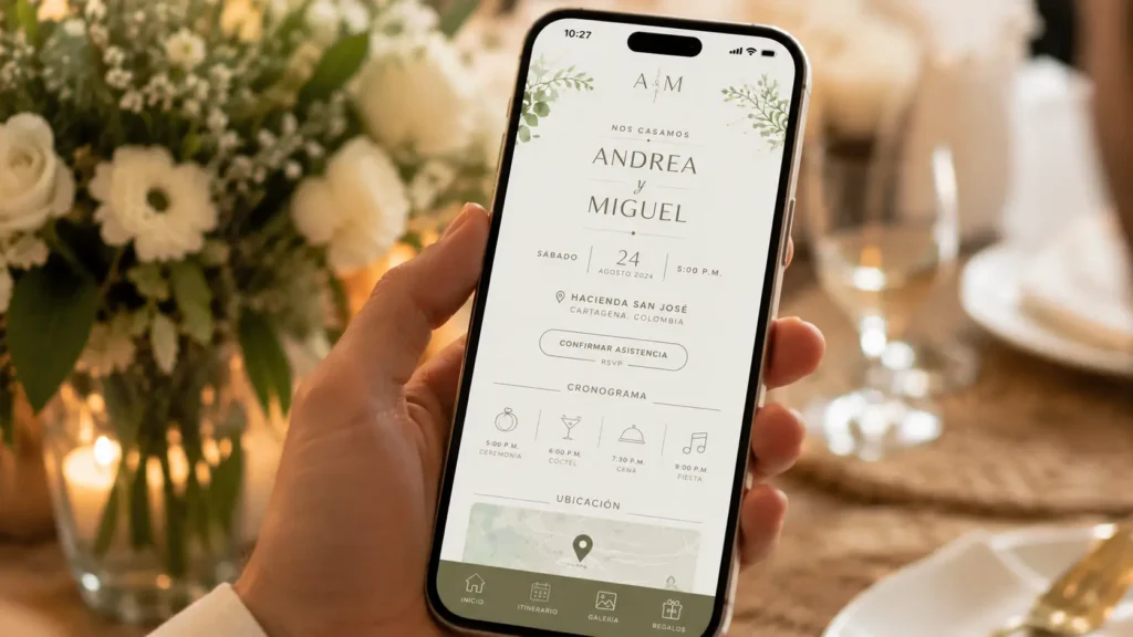 Elementos esenciales de una invitación digital para boda