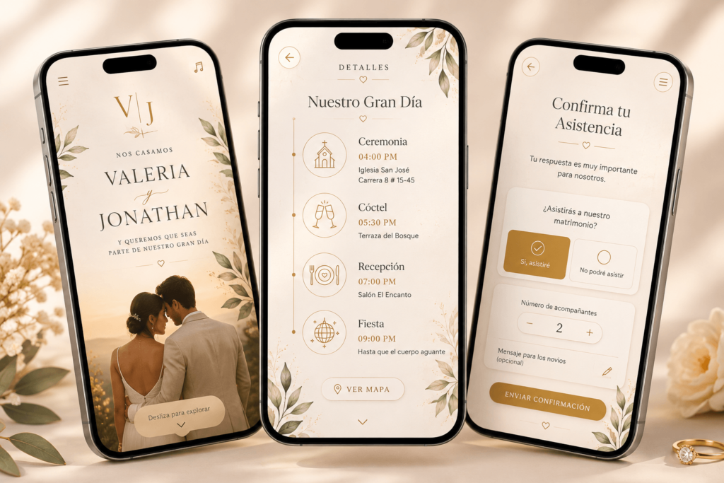 Ejemplo completo de estructura de invitación digital para boda