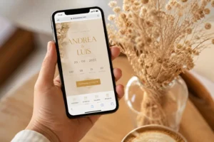 Cómo funcionan las invitaciones digitales: invitación abierta en un celular