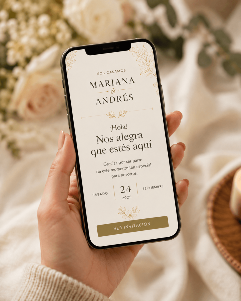 Invitación digital de boda personalizada con el nombre de un invitado