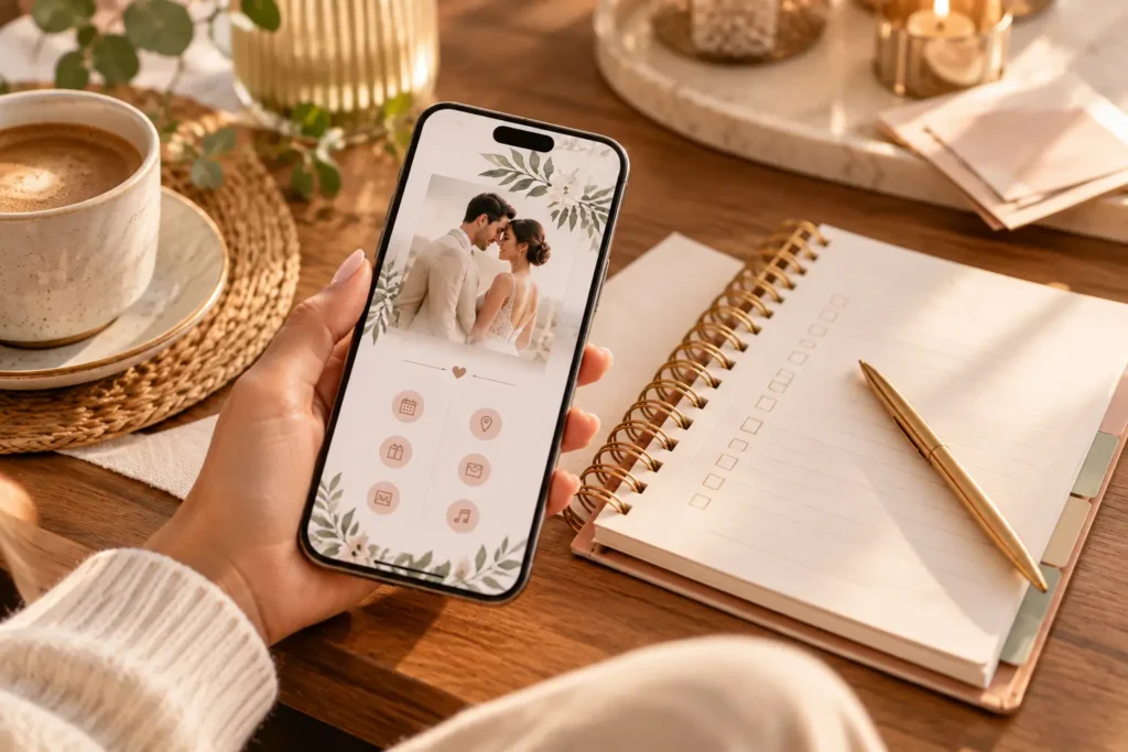 Invitación digital de boda en un teléfono