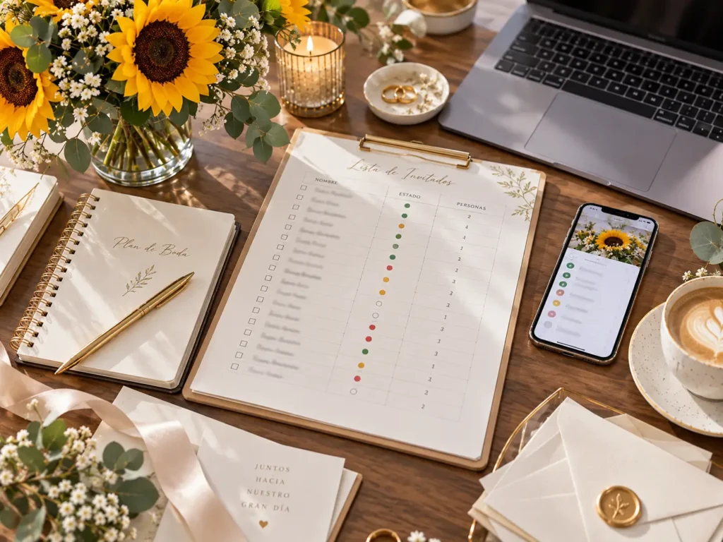 Lista de invitados de boda organizada para controlar confirmaciones